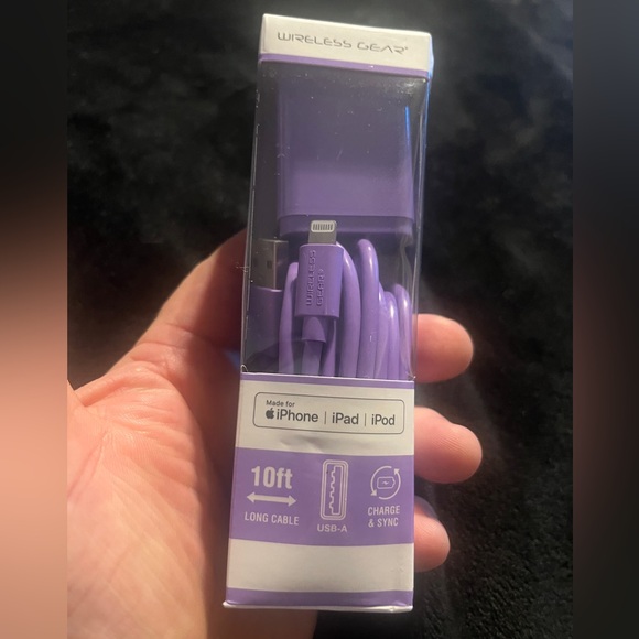 Wireless Gear 10’ Lightning Cable and wall charger For IPhone | Lavender - Picture 1 of 4